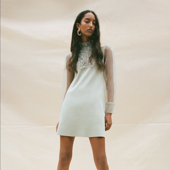 Zara Dresses & Skirts - ZARA Knit Organza Dress mint color
